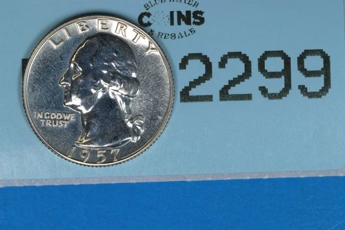 1957 PROOF 25C WASHINGTON SILVER QUARTER EARLY US TYPE COIN RAW-2299