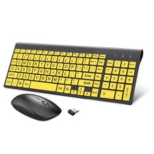 Wireless Large Print Keyboard Mouse Set for Seniors Visually Impaired