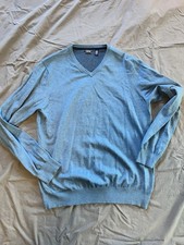 Izod Men's Pullover Sweater Blue V Neck Size L Cotton Blend
