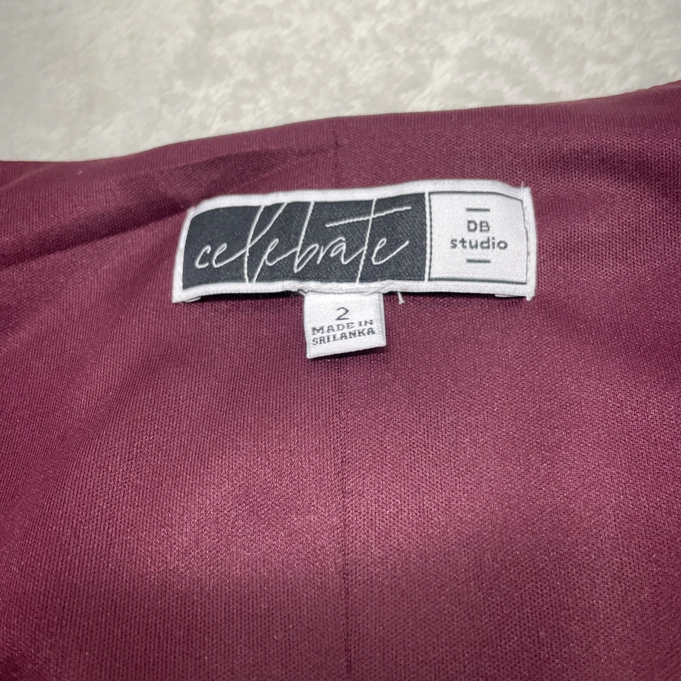 Bridesmaid Celebrate DB Studios Dress Sz 2 Maroon Burgundy Wrap Maxi Wedding - Image 4 of 4