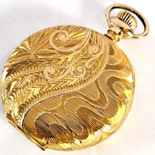 F74 AWESOME 1901 WALTHAM 14K SOLID GOLD HUNTING BARREL CASE FANCY DIAL! RUNS A+!