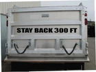STAY BACK 300 FT Construction Dump Truck Safety Decal Choose Color 5.0" x 48.0"