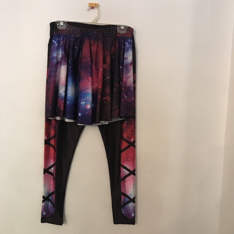 Dance-wear: Child XL (fits Adult S.); Leggings & Skirt (2-pieces) Space Theme