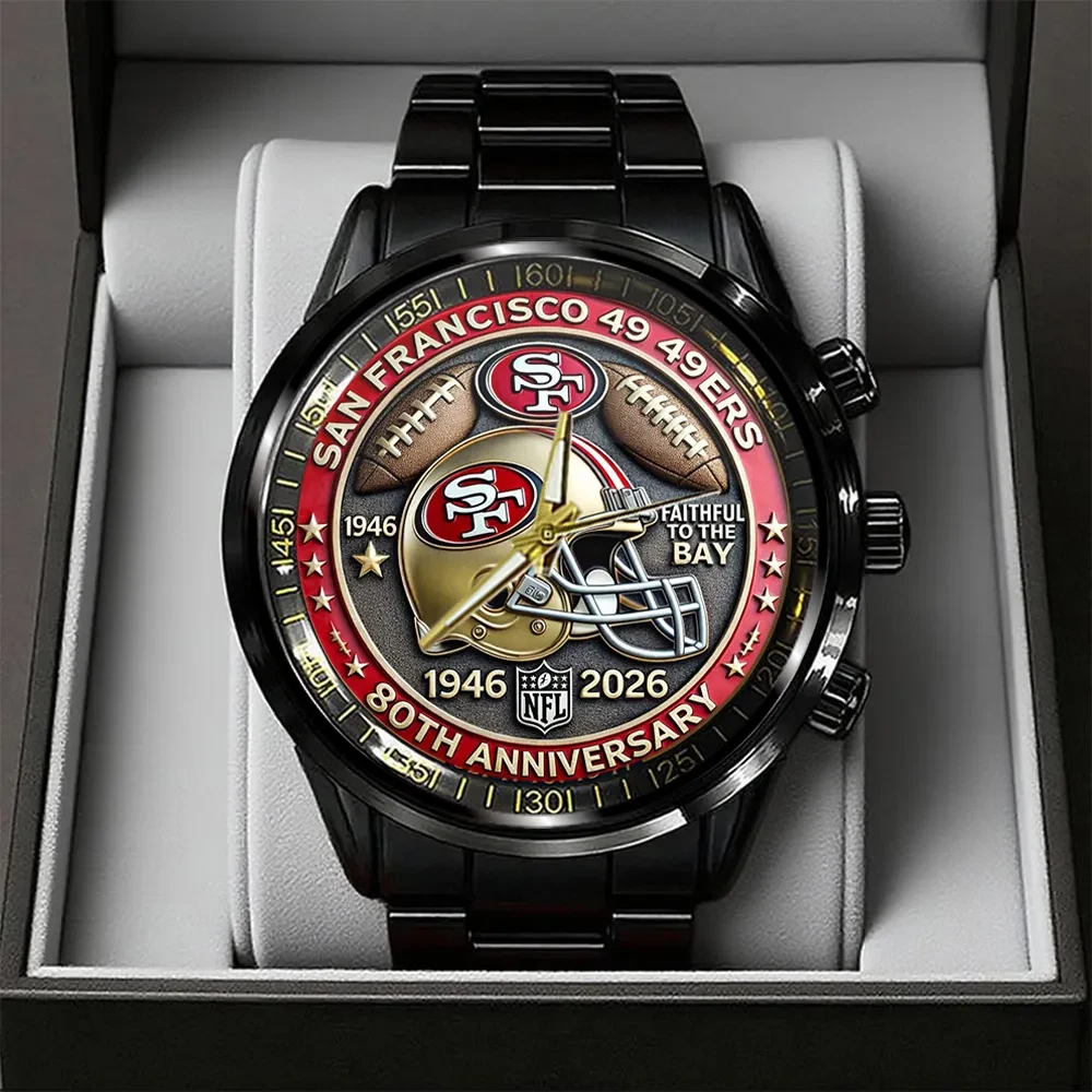 49ers 80th Anniversary 2026 Black Stainless Steel Watch