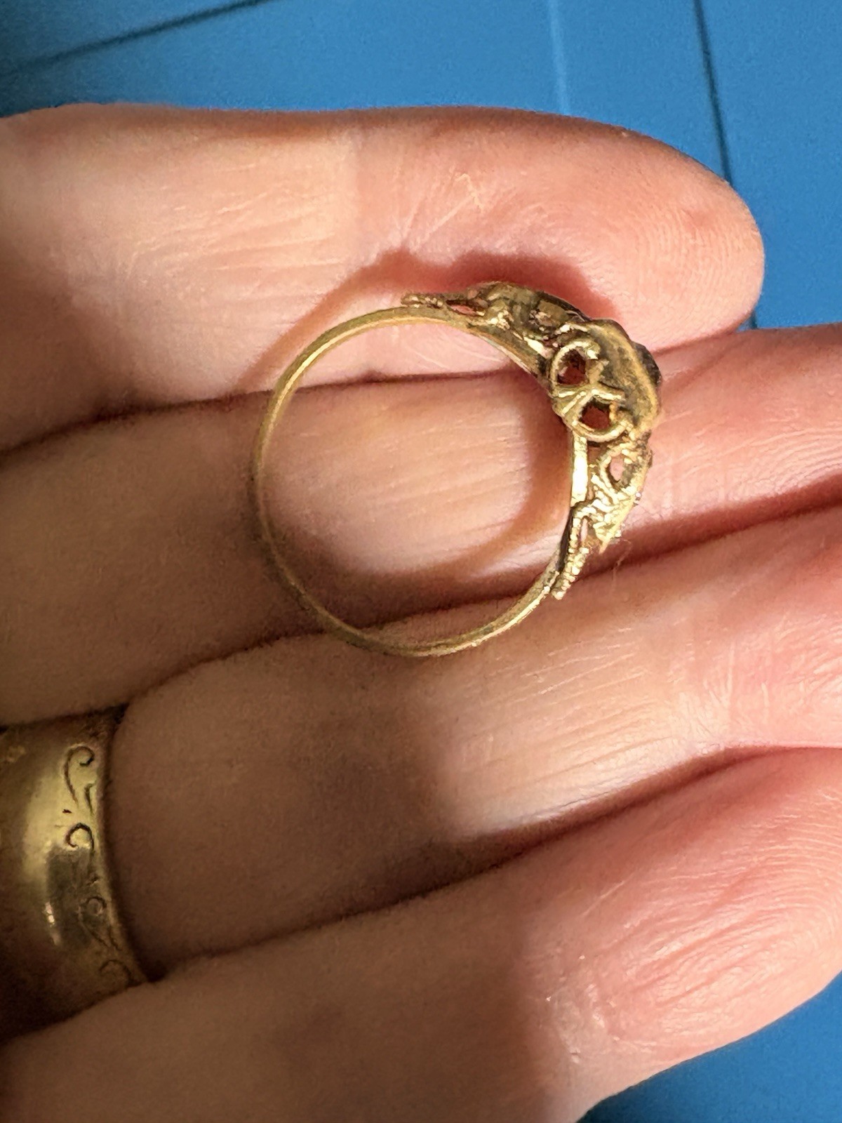 Antique Victorian Paste Ring Closed Back Paste St… - image 6