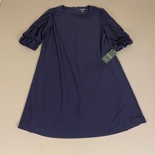 Lauren Ralph Lauren Dress Size 12 Navy Blue Ruffle Sleeve Career Cocktail NWT