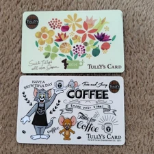 TULLY'S Coffee Card Tom & Jerry Floral Design Collectible Used Japan