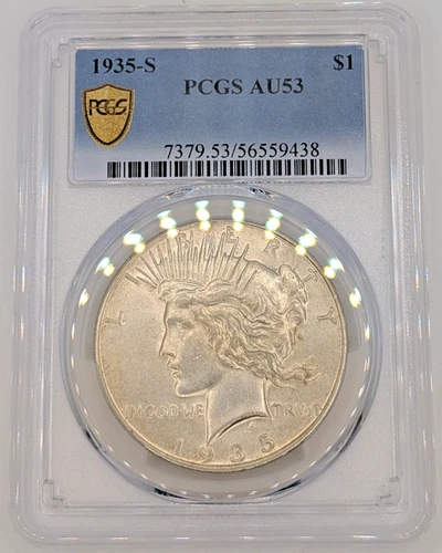​1935-S Silver Peace Dollar PCGS AU53 Choice Final Year Key Date San Francisco