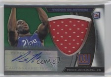 2011 Platinum Green Refractor Rookie /125 Prince Amukamara Jumbo Patch Auto c7e