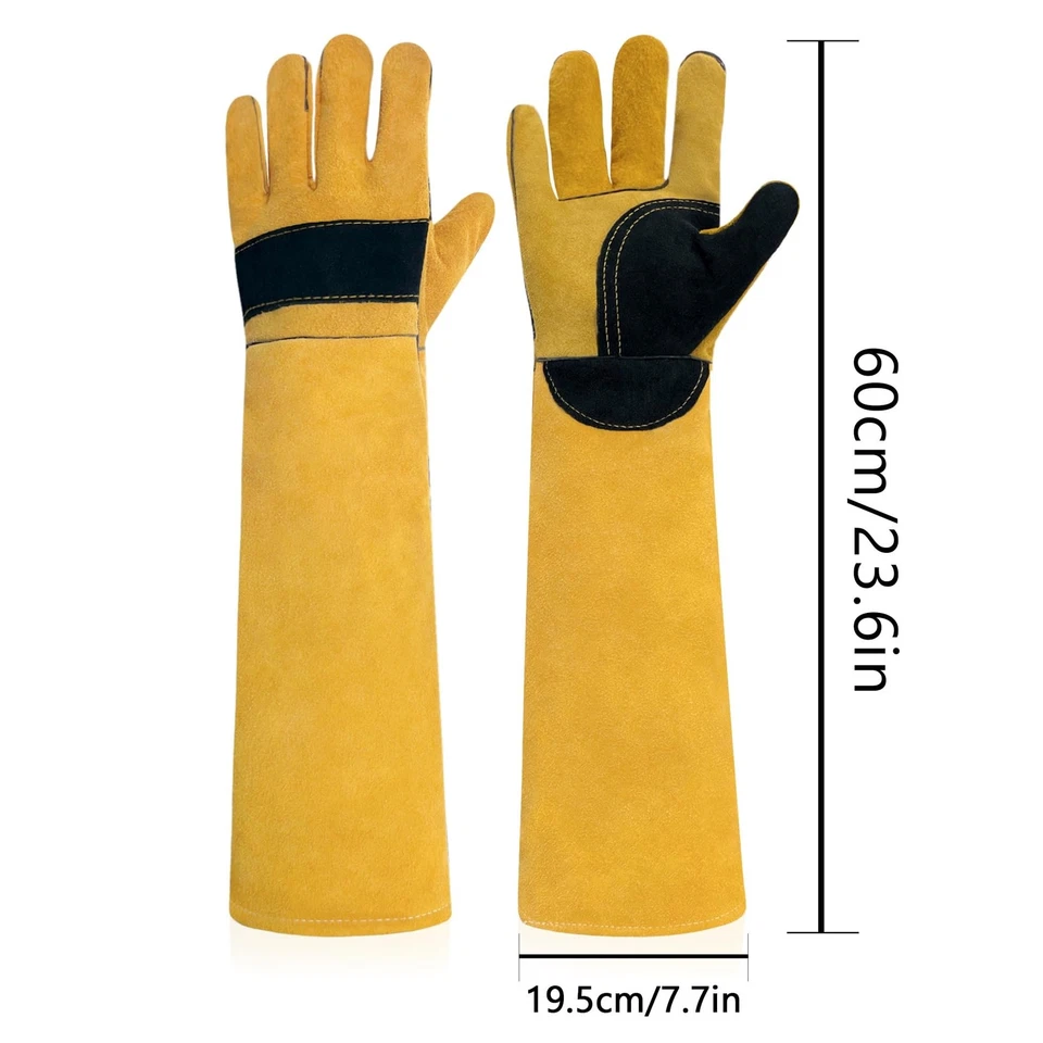 Safety Work Leather Welding Animal Handling Gloves Bite Proof Pet Trips Vet G... - Image 4 of 4