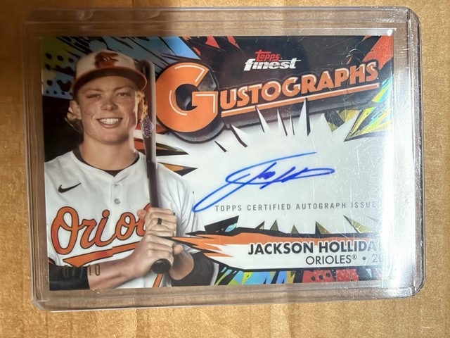 25 Topps Finest Jackson Holliday Gustograph Auto G-JH 7/10 Orioles Jersey match