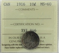 1916 Canada Ten Cent - ICCS MS-60