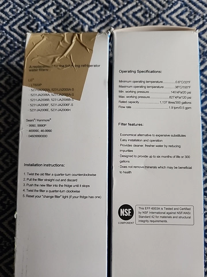 Eco Aqua EFF-6003A Refrigerator Water Filter 2 pack - Image 2 of 2