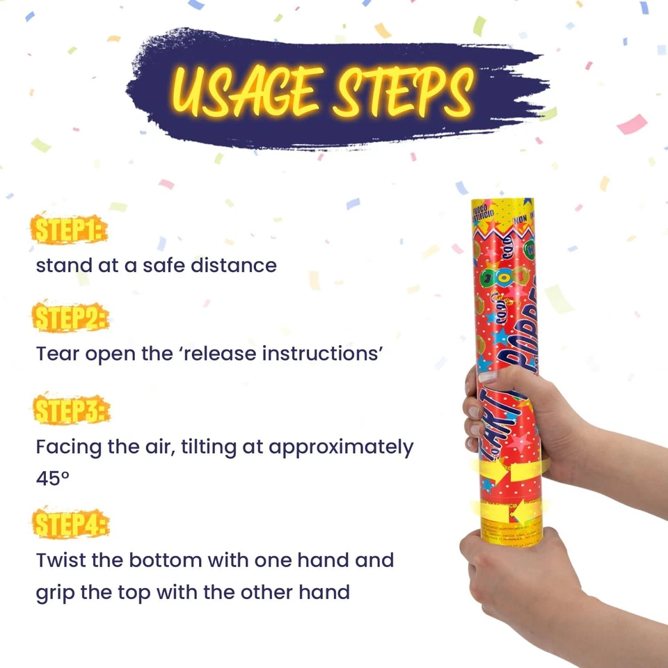 Paquete de 6 poppers de confeti multicolores biodegradables  Foto 3 de 4