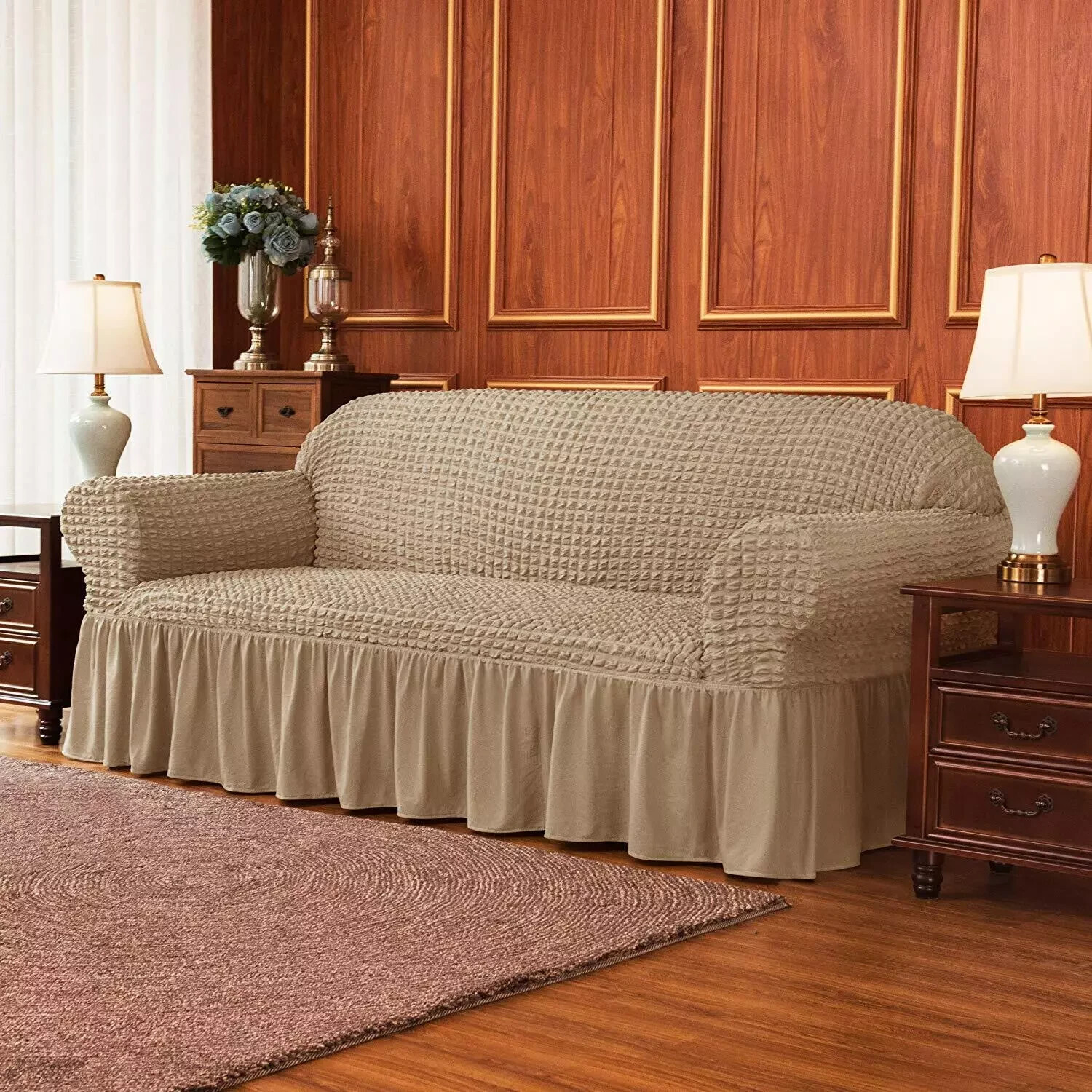 Couch Cover Protector Stretch Skirt Furniture Soft