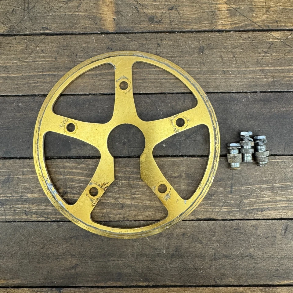 Plato de colección Shimano SX Bash Guard BMX aleación dorada anodizado doblado 3 pernos Foto 4 de 4