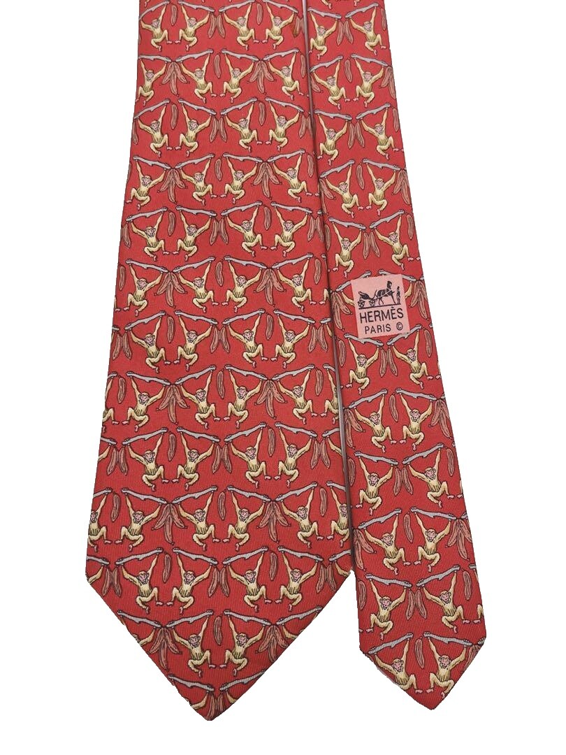 HERMES ネクタイ 象とお猿さん♡ Hermes Tie Monkey | eBay