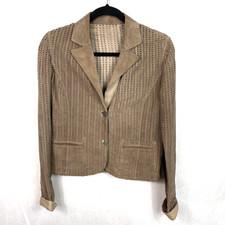 Donati By Jennifer Tattanelli Italian Leather Jacket Brown Size 8 Button Up