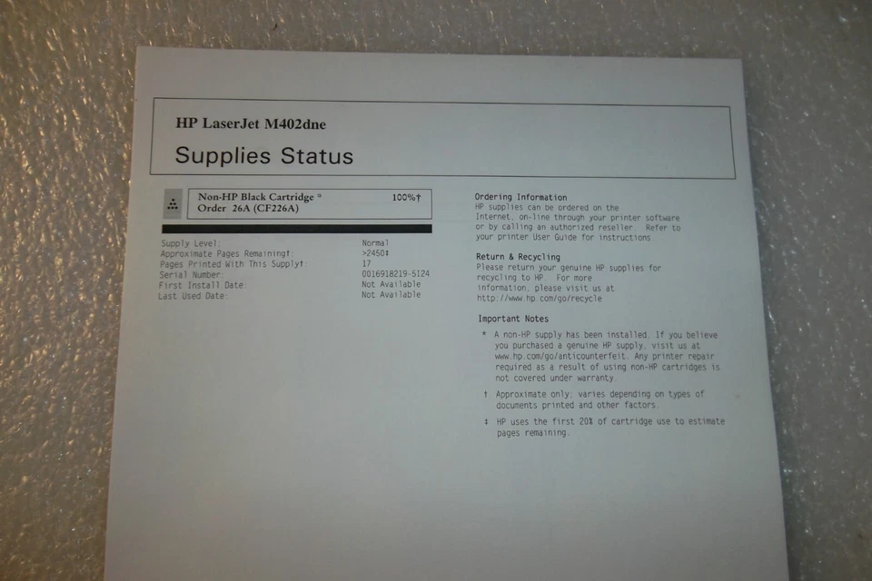 HP LaserJet Pro M402dne Printer USB Network Mono Duplex w/NEW Toner 100% C5J91A - Image 2 of 4