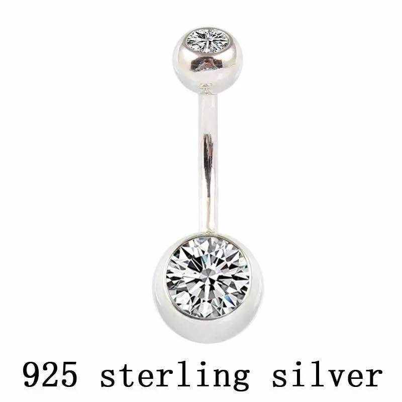 925 silver belly button rings hotsell