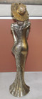 Lovely Gold & Silver Day of the Dead Lady Figurine Resin 16" Dress w/ Floral Hat — photo 4