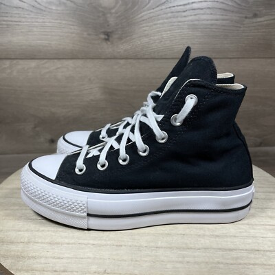 Converse Chuck Taylor Lift Platform Shoes High Top Black White Womens Size 6