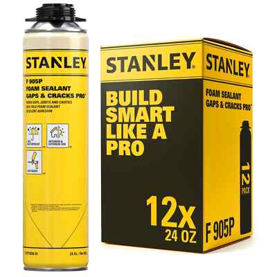 Stanley Pro Gap Filler - Window & Door Gun Foam, 24oz  Gun Not Included  12 Pack