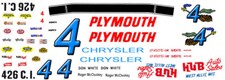  4 Roger McCluskey Plymouth HUB Auto Sales 1/24th Scale Waterslide Decals