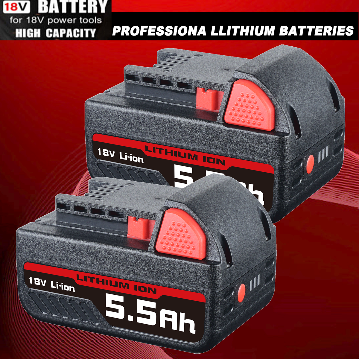 2x FOR Milwaukee 48-11-1850 M18 FUEL 18V Amp Lithium-Ion High