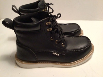 SPIEZ Black Lace-up Work Boots Safety Toe Unisex SzM12/W14 BRAND NEW
