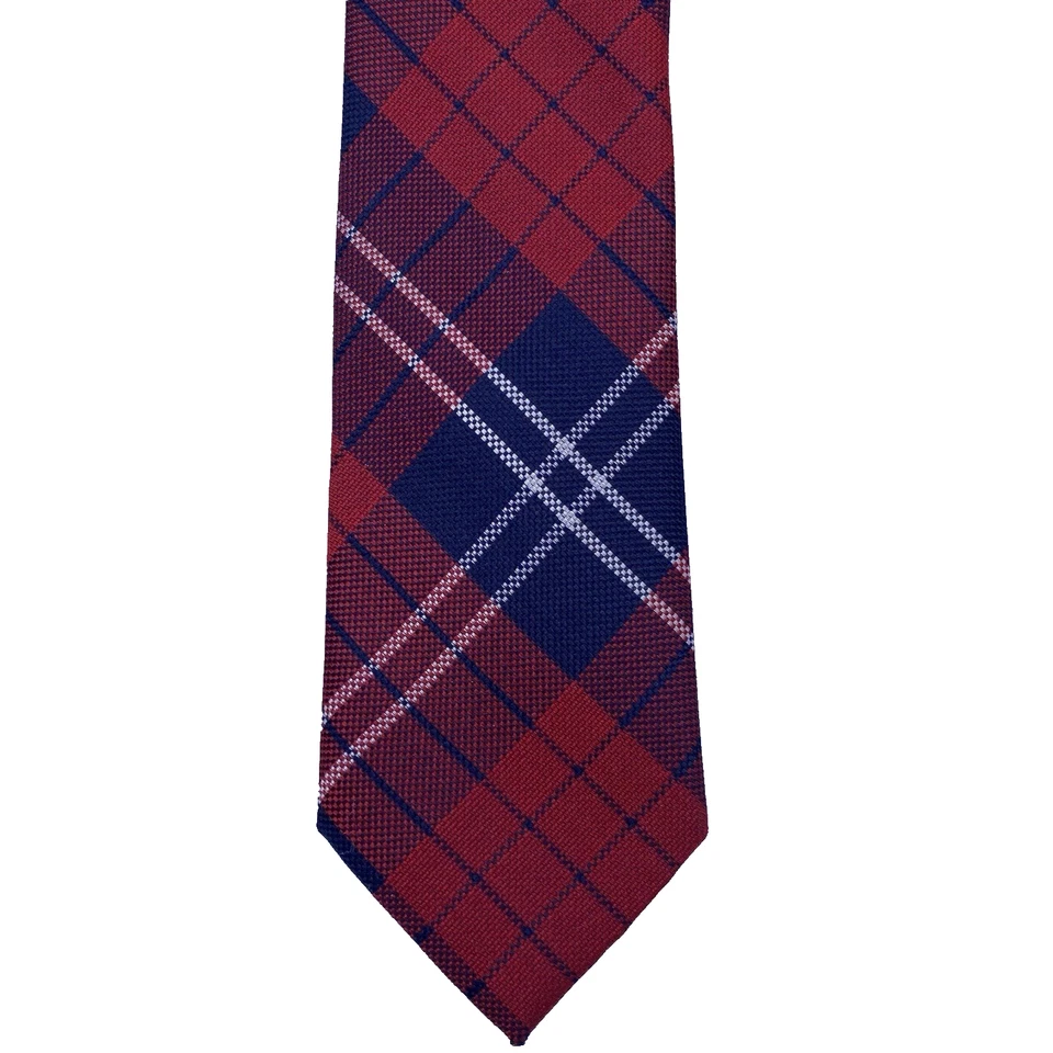 LAUREN Ralph Lauren Men's Silk/Wool Neck Tie Red Blue Tartan Plaid Black Label - Image 2 of 4
