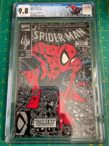 SPIDER-MAN #1 CGC 9.8 WP 1990 POLY-BAGGED NO PRICE SILVER MCFARLANE CUSTOM LABEL