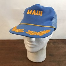 Vintage Maui Blue Polyester Foam Mesh Snapback Trucker Cap Hat CH16