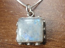 Moonstone Square 925 Sterling Silver Pendant a206b