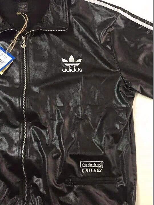 más y más caricia Fuera de borda New Adidas Chile 62 Black Suit Gold Silver Track Top Shiny Rare Jacket  Pants | eBay