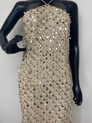 Aidan Mattox Women's Beaded Mermaid Gown - Gold - Size 14