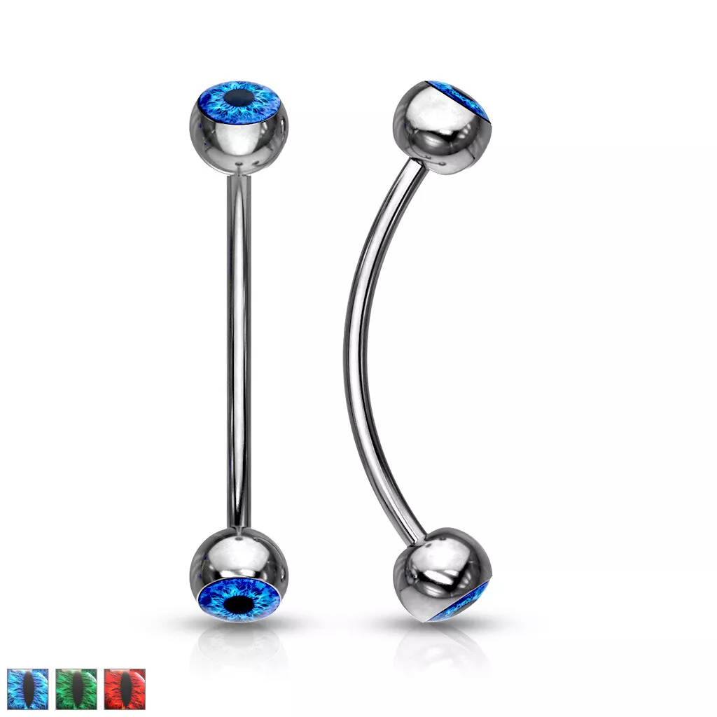 4 mm Eyeball Inlaid Ball Curved Barbell Snake Eye Tongue Piercing
