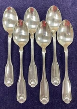 LOT OF 6: Oneida CLASSIC SHELL silver plate Community Teaspoons 6"