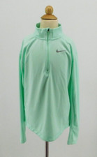 Nike Shirt Girls Light Green Dri-Fit 1/4 Zip Mock Neck Long Sleeve Running