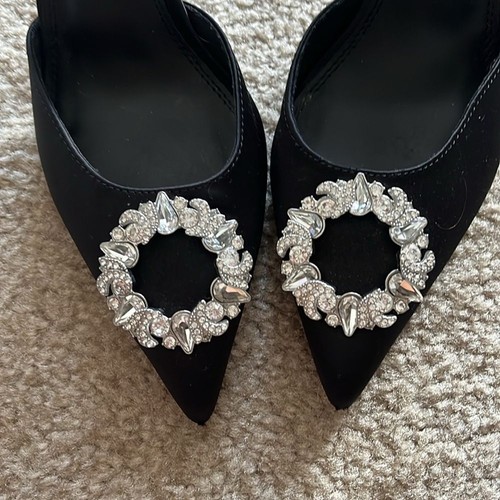 ASOS DESIGN Poppy embellished slingback high heeled shoes in black size US 6 - Picture 2 of 6