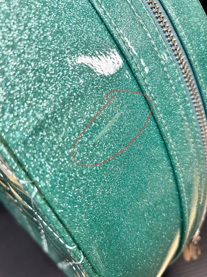 Raro Lux de Ville Azul Sirena Brillo Jet Set 18" Hatbox Equipaje Retro Pinup Foto 3 de 4