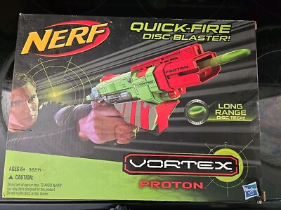 Nerf Vortex Proton Quick-Fire Disc Blaster 3 Disk; Quick Snap-Load, Long Range