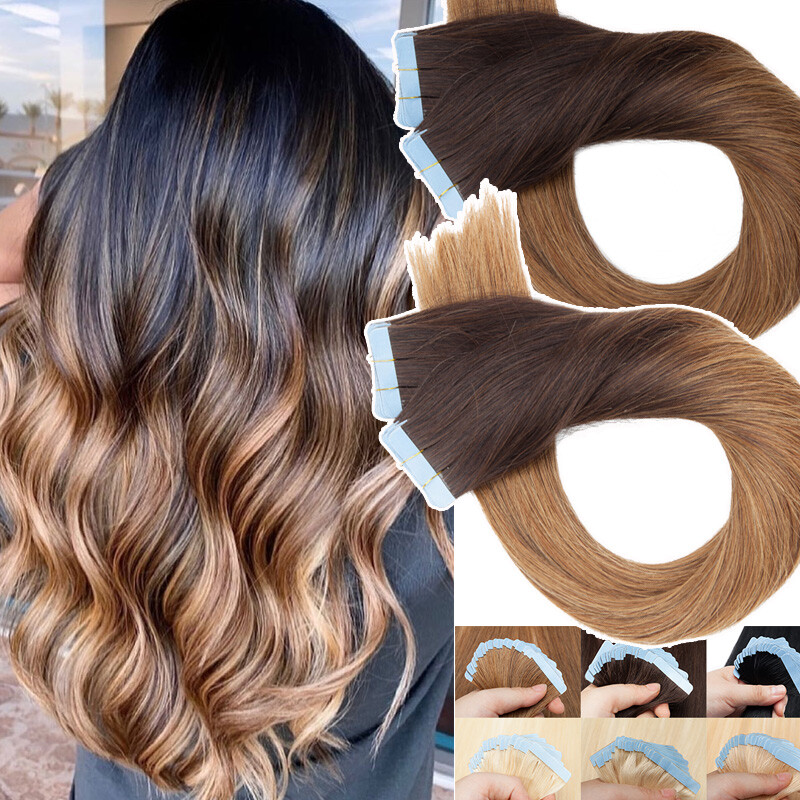 40pcs=100g Thick Tape In Human Hair Extensions Skin Weft  display picture 2