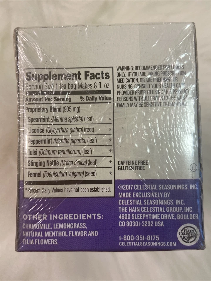 Té de bienestar Celestial Seasonings SLEEPYTIME, refuerzo sinusal, caducidad 01/25 Foto 2 de 4