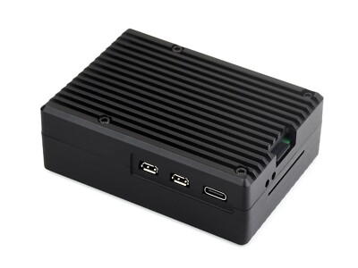 Waveshare Aluminum Stripe Grooved Case For Raspberry Pi 5, Built-In Cooling Fan