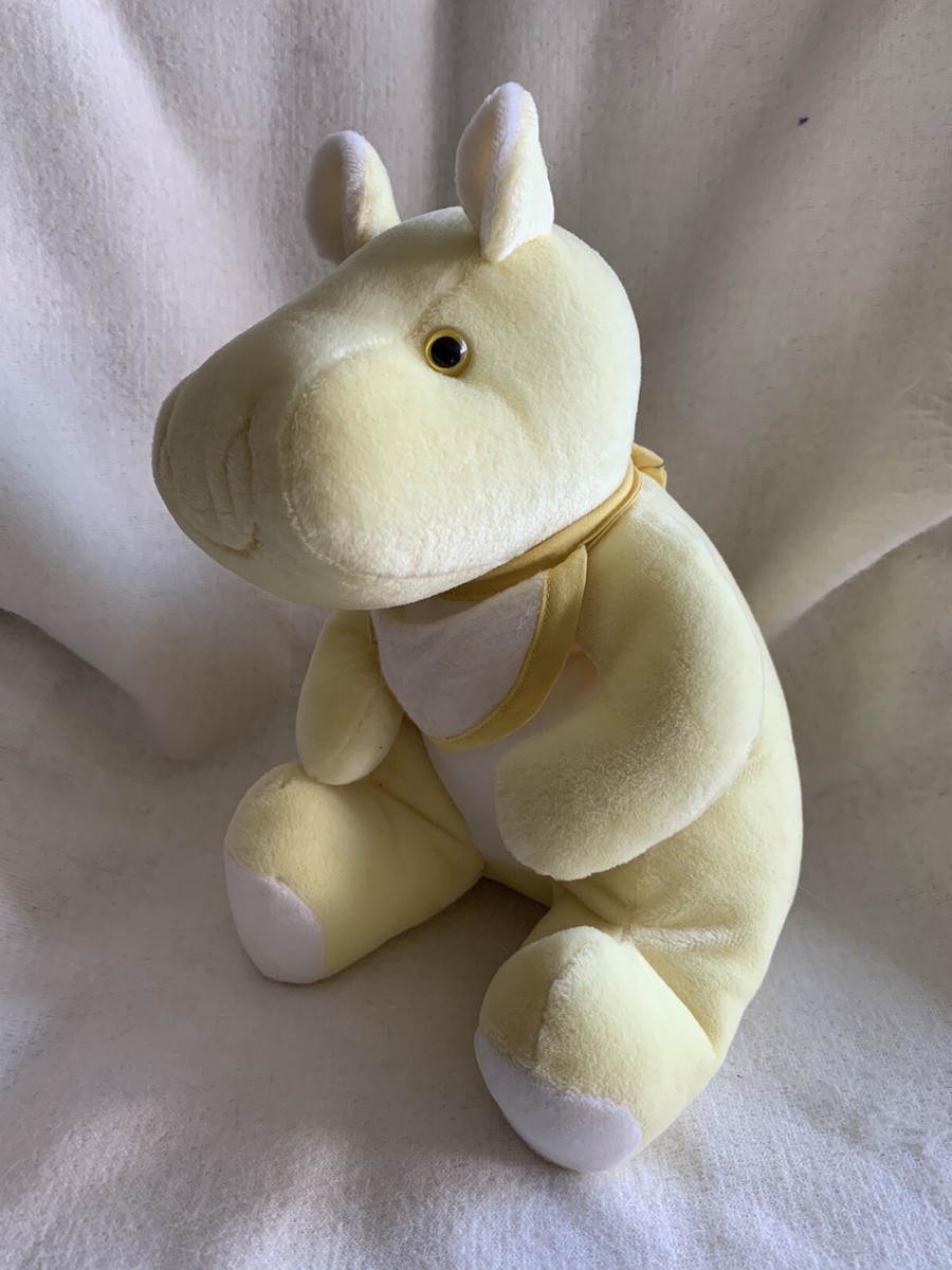 Vintage Mothercare From Birth Yellow Hippo Soft Toy Plush 11