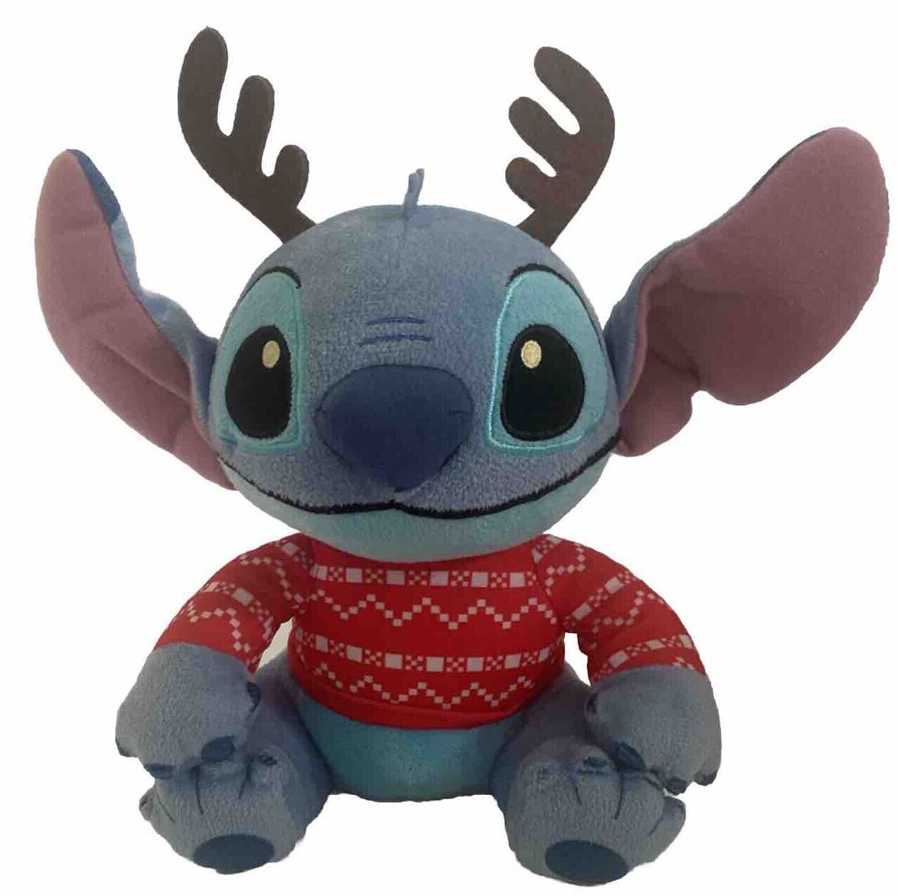 Disney Stitch with Sweater & Antlers Plush Toy Holiday Winter Christmas