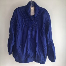 VTG 80's Architect Womens 2X Blue Windbreaker Sweats Top Jogging Track Jacket
