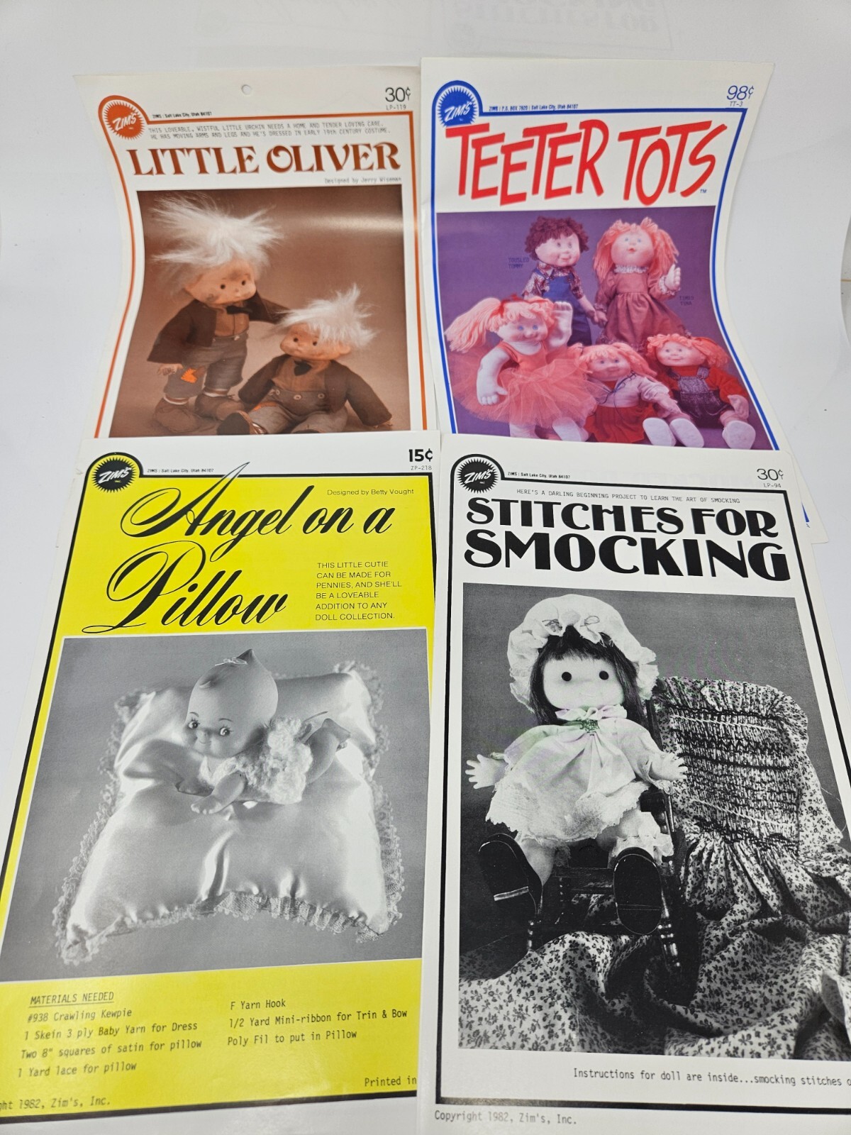 Lot of 4 Vintage Baby Doll Making Sewing Smocking Craft Patterns Cabbage Patch