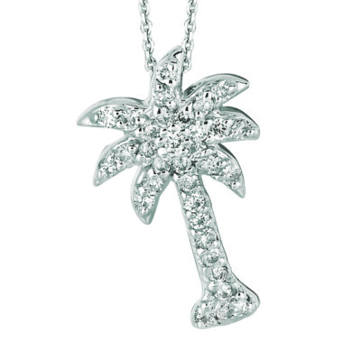 0,25 Karat natürlicher Diamant Palme Halskette Anhänger 14K Weißgold 18'' Kette